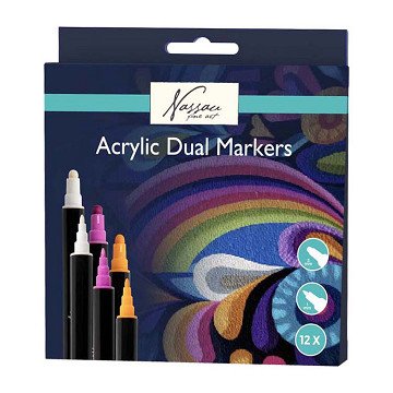 Nassau Acryl Markers met Dubbele Punt - 12st.