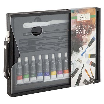 Nassau Koffer-Set aus schwarzem Holz und Acryl - 21-teilig.