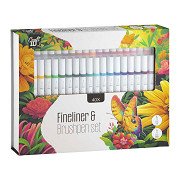 Fineliner- und Brushpen-Set – 40 Stück.