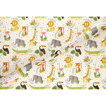 Inpakpapier Safari Dieren, 2mtr.