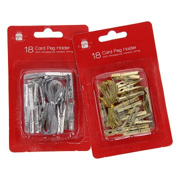 Clothes pegs Silver or Gold, 18 pcs.