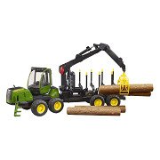 Bruder John Deere 1210E Forwarder mit Baumstämmen und Greifer 1:16