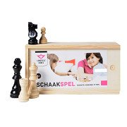 Schachfiguren aus Eschenholz in einer Box