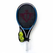 Tennis Racket with Cover and 2 Balls - Blue