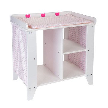 Puppenkommode Holz weiß/rosa
