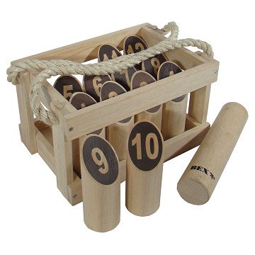 Number Kubb Original Rubber Hout in Houten Kist