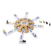 Domino Mexican Train D12 Deluxe dans Un Coffret en Bois de hêtre + Bloc de  Score + Gare en Bois +8 Trains en métal