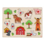 Holz-Puzzle mit Bauernhof-Knöpfen, 12-tlg.