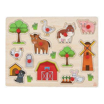 Holz-Puzzle mit Bauernhof-Knöpfen, 12-tlg.