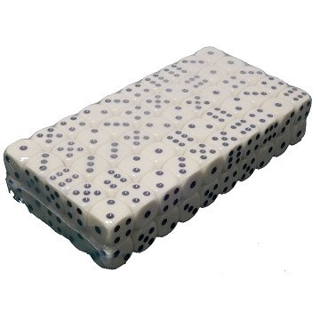 White Dice, 100pcs, 16mm