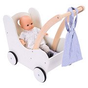 Puppenlauflernwagen aus Holz Grau/Weiß