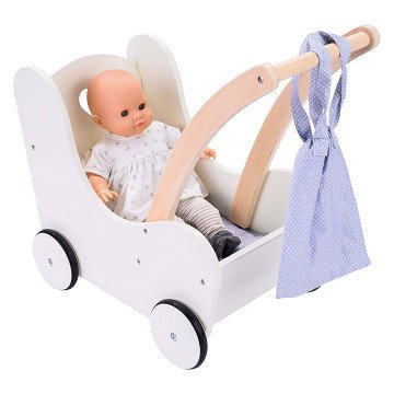 Puppenlauflernwagen aus Holz Grau/Weiß