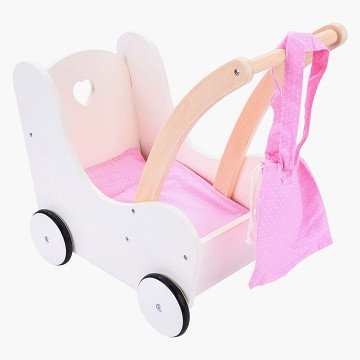 Wooden Doll Walker Pink/White