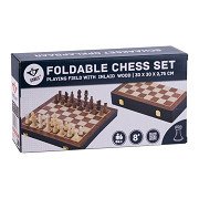 Zusammenklappbares Schachset aus Eschenholz – 30 x 30 x 5,5 cm