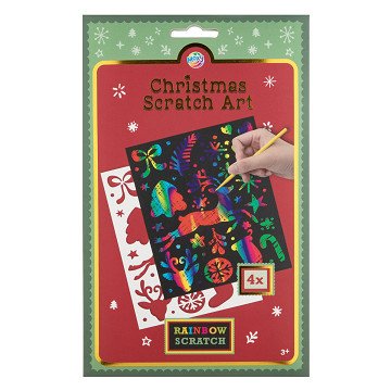 Scratch Art Rainbow Christmas with Template - 4 pcs.