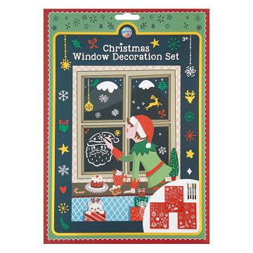 Weihnachtsfensterdekorationsset – 3 Schablonen und 4 Filzstifte