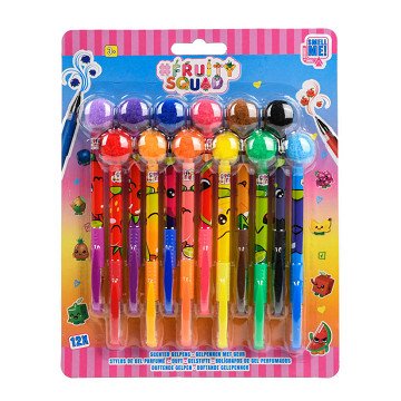 Fruity Squad PomPom Gel Pens with Fragrance, 12pcs.