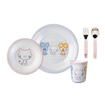 Woezel & Pip Melamine Set Baby Pink, 5pcs.