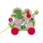 Wooden Pull Figure Frog with Bead Frame