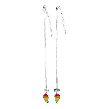 BFF Ketting met Gebroken Hart Regenboog, 2st.
