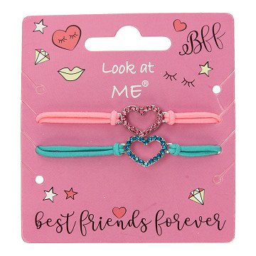 BFF Bracelet Elastic Heart, 2 pcs.