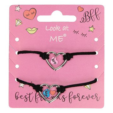 BFF Armband Koord met Hartje, 2st.