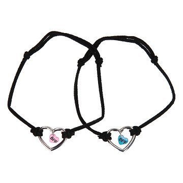 BFF Armband Koord met Hartje, 2st.
