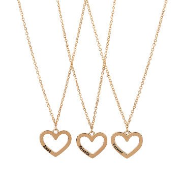 BFF Necklace with Open Heart, 3 pcs.