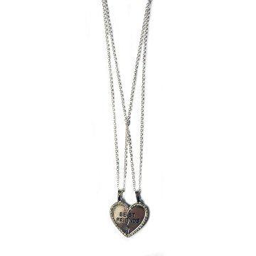 BFF Ketting Zilver Gebroken Hart, 2st.