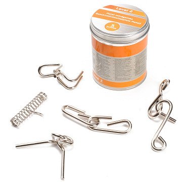 Metalen Breinpuzzels Level 2, 5st.