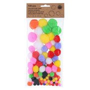 Colored Pompoms, 100 pcs.