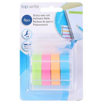 Sticky Memo Roll Tape with Holder, 4 pcs.