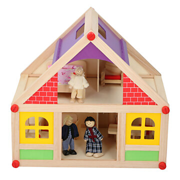 Wooden Dollhouse, 11 pieces.