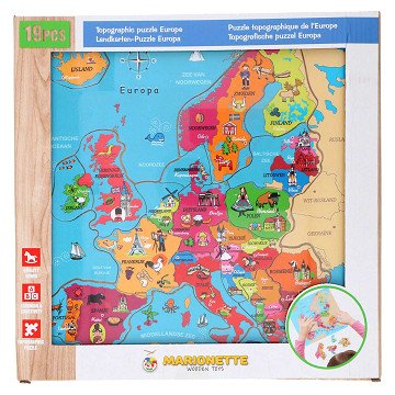 Houten Puzzel Europa, 18st.