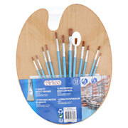 Paint Brushes with Wooden Painter's Palette, 13 pcs.