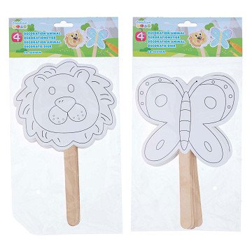Decorative Masks with Wooden Handle, 4pcs.