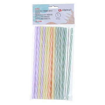 Reusable Straws with Brush, 25pcs.