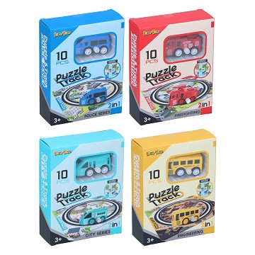 2-in-1 Spoorpuzzel met Auto, 9st.