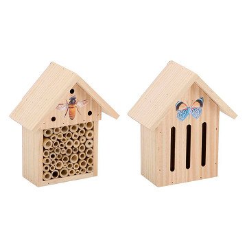 Insektenhotel aus Holz Schmetterlinge/Bienen