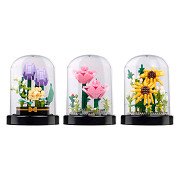 Bouwblokken Bloemen in Glazen Stolp