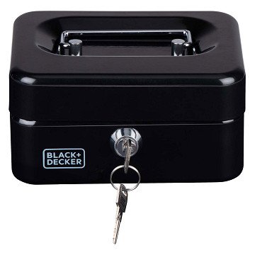 Black+Decker Geldkistje Zwart met Sleutel, 6 Vakken
