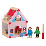 Wooden Dollhouse with Accessories, 30pcs.
