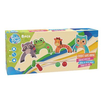 Krocketspiel Tiere aus Holz, 8-tlg.