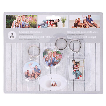 Key rings with photo frame, 3 pcs.
