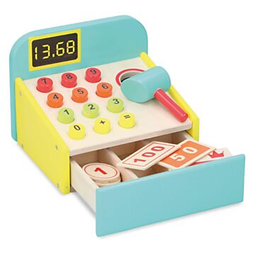 Wooden Toy Cash Register with Accessories, 12 pcs.