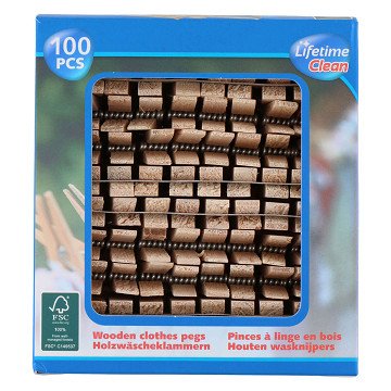 Wooden Clothespins, 100 pcs.