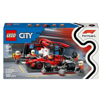 LEGO City 60443 F1 Boxenstopp und Boxencrew mit Ferrari-Auto