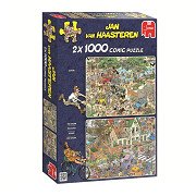 Jan van Haasteren Jigsaw Puzzle - 2in1 Safari & Storm, 1000pcs.