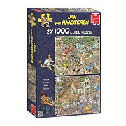 Jan van Haasteren Jigsaw Puzzle - 2in1 Safari & Storm, 1000 pcs.