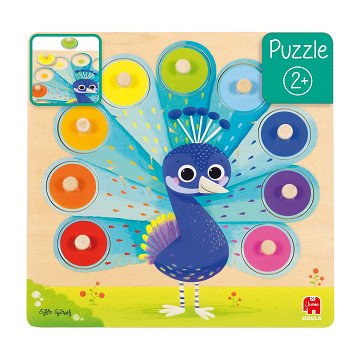 Jumbo Goula - Wooden Peacock Knob Puzzle, 9 pcs.